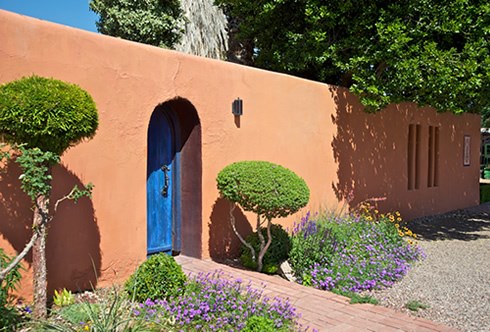The vibrant character of Mesilla's pioneering residents is reflected in beautiful and colorful homes throughout the historic district. Photo © Jack Parsons The vibrant character of Mesilla's pioneering residents is reflected in beautiful and colorful homes throughout the historic district. Photo © Jack Parsons