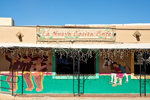 La Nueva Casita Cafe is among the eclectic array of homes and small businesses that populate the Mesquite Historic District in East Las Cruces. Photo © Jack Parsons