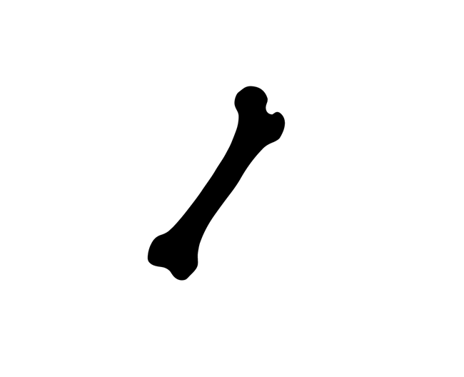 black silhouette of a bone. femur-shaped
