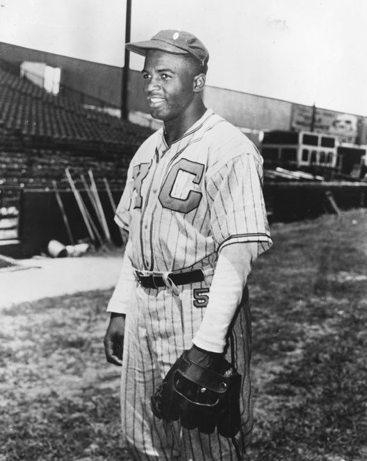 Jackie Robinson when he played with the Kansas City Monarchs, a Negro League team.