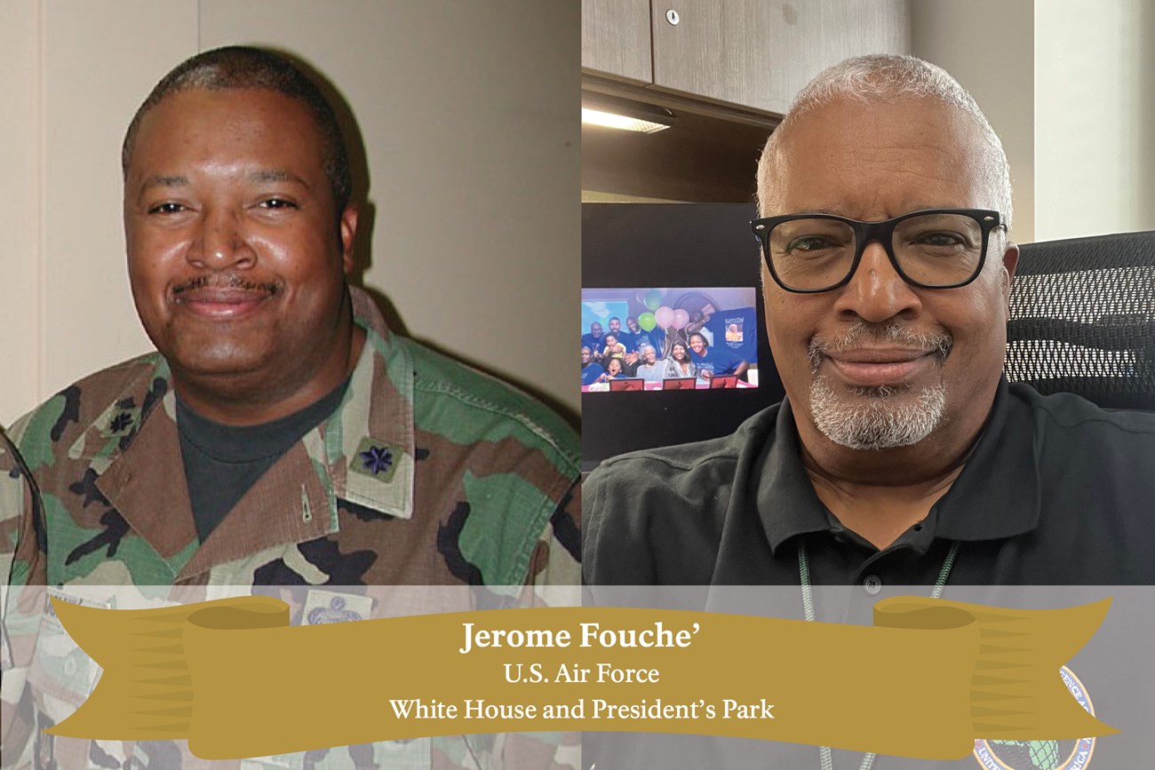Jerome Fouche_informer Split screen image of Jerome in the Air Force and today.