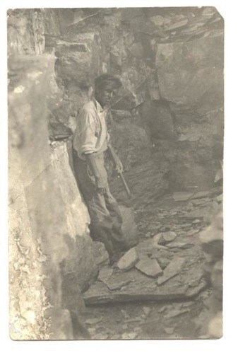 Joe Taylor Black and white photo of a man in his quarry
