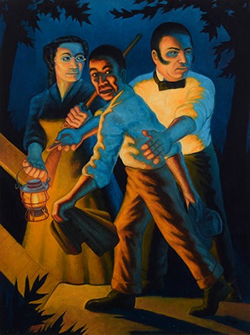John Jones and his Wife Aid a Fugitive Oil painting of John Jones and his Wife Aiding a Fugitive
