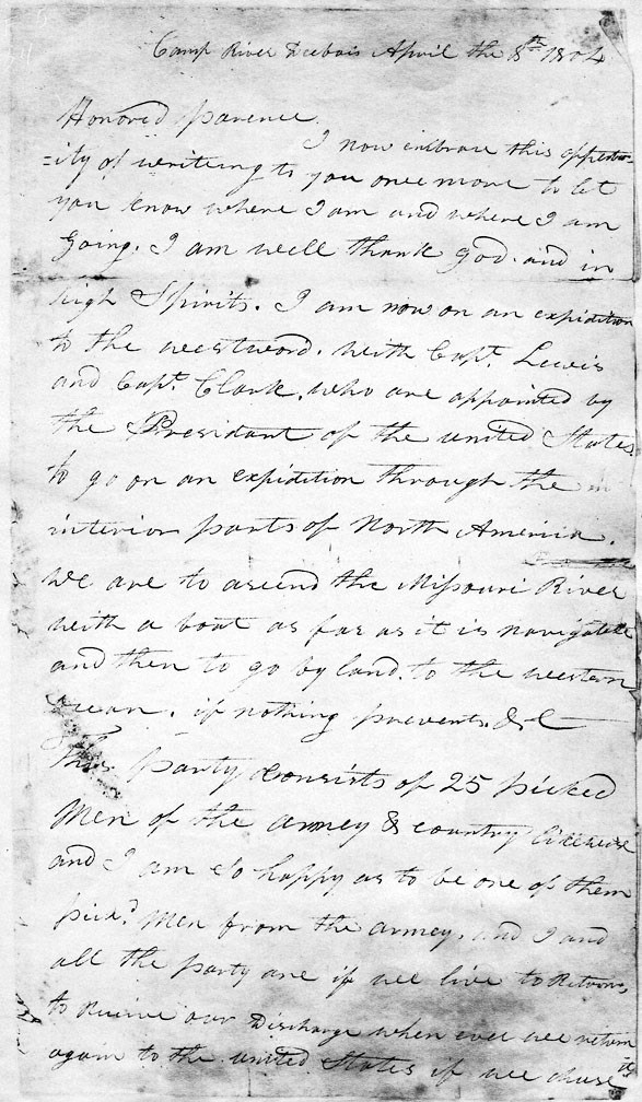 John-Ordway-Camp-River-Dubois-1804-FSDM2 A letter handwritten in cursive writing, black ink on white paper.