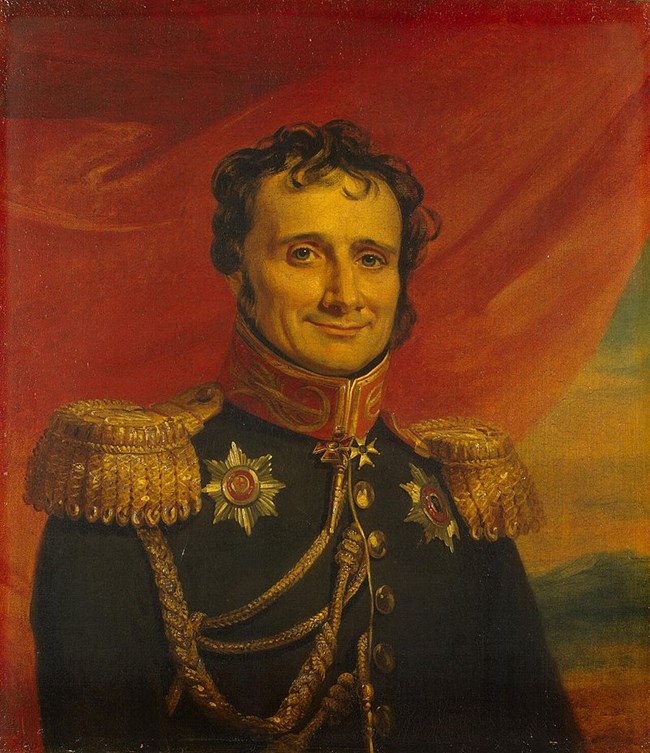 Jomini Painting of man wearing French Army Uniform in the early 1800s.