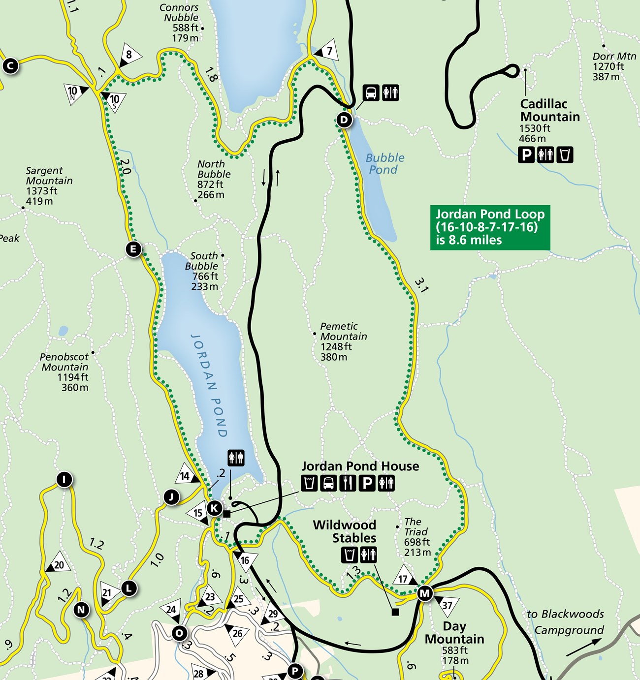 Map of the Jordan Pond Carriage Road Loop in Acadia National Park Map of the Jordan Pond Carriage Road Loop in Acadia National Park