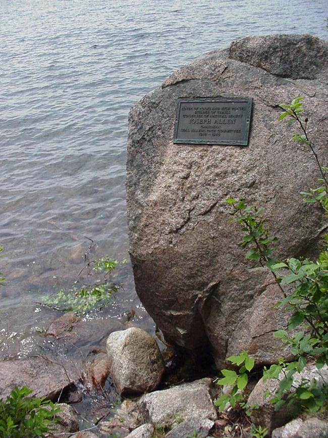 Jordan Pond plaque in situ Acadia National Park.