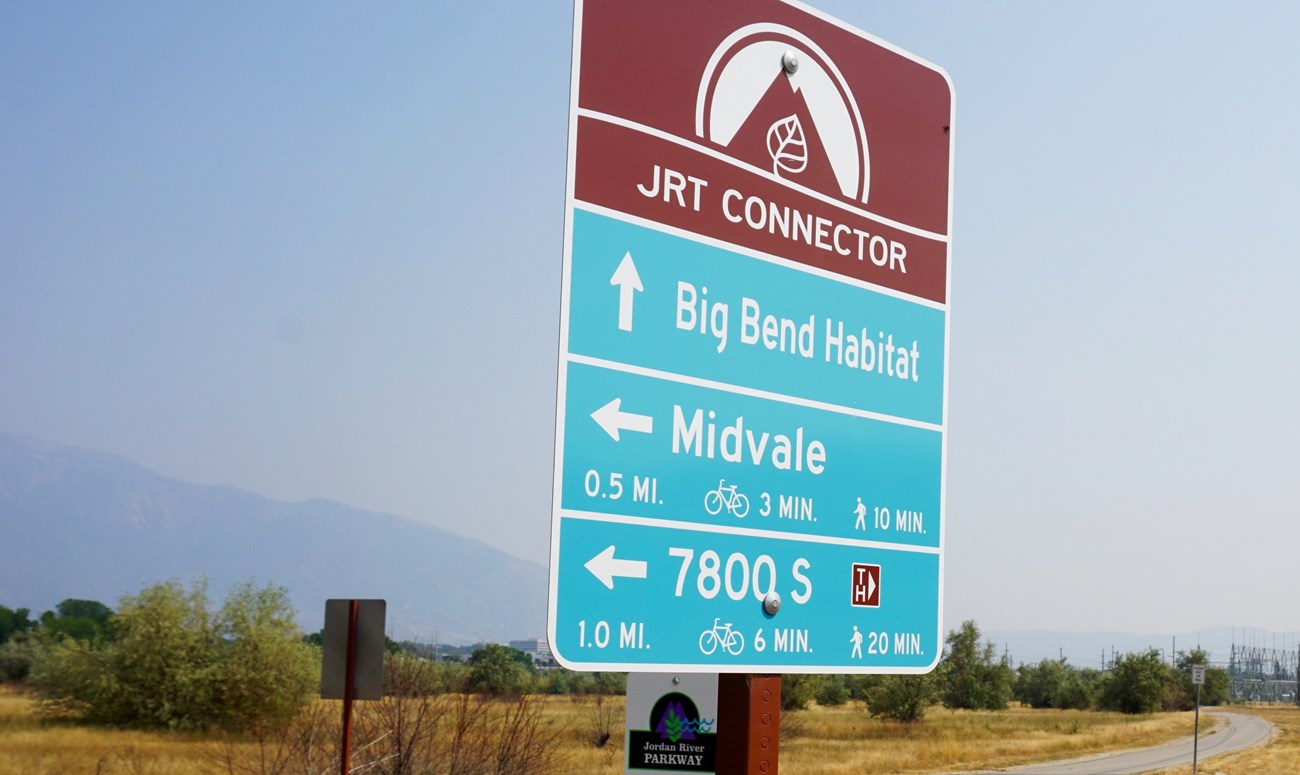 Jordan River Trail and Big Bend Habitat Sign Jordan River Trail and Big Bend Habitat Sign