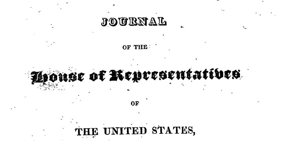 Front page of the Journal of the House of Representatives