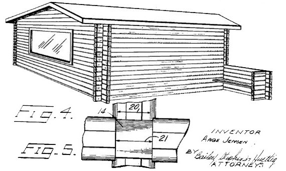KATM construction figures A drawing with a figure of a one-story log structure and a figure of the detail of the wood size.