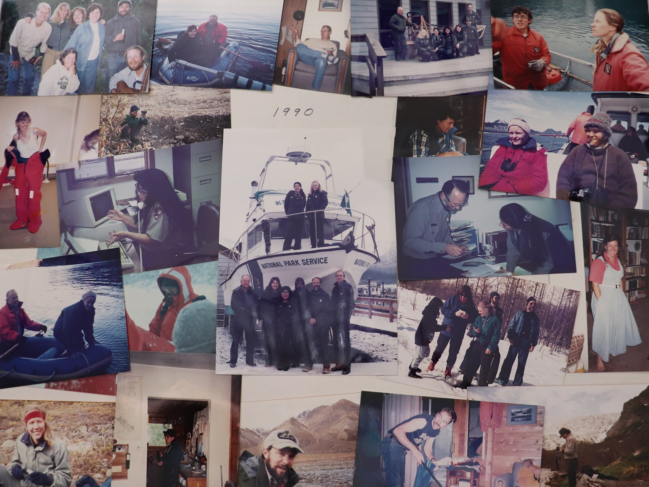 1990 Collage of photos of rangers in and out of uniform