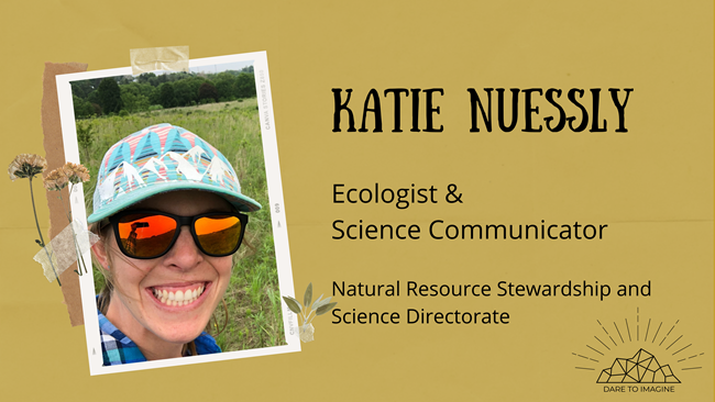 Ecologist holds acoustic equipment in a green meadow.