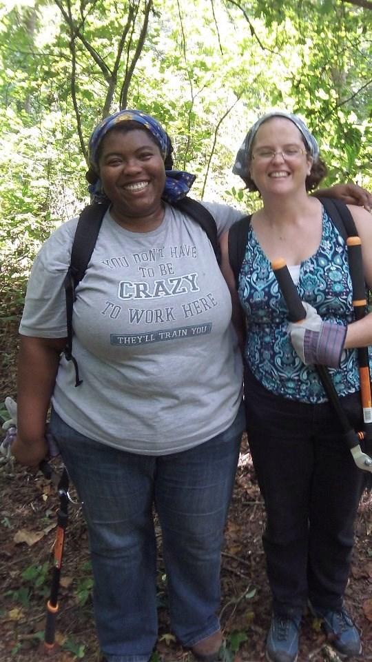 Keena Graham hiking with a friend