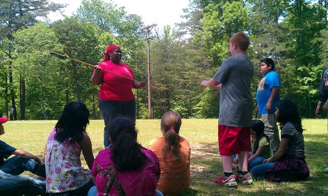 Keena Graham Teaching Kids about the Atlatl