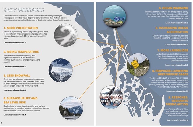 A report cover showing key climate change messages.