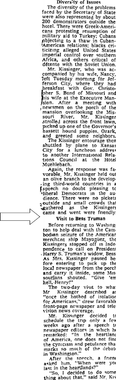 News article about the Kissingers Newspaper article