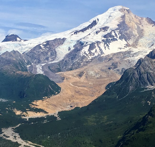 Portrait of snow-capped Iliamna volcano