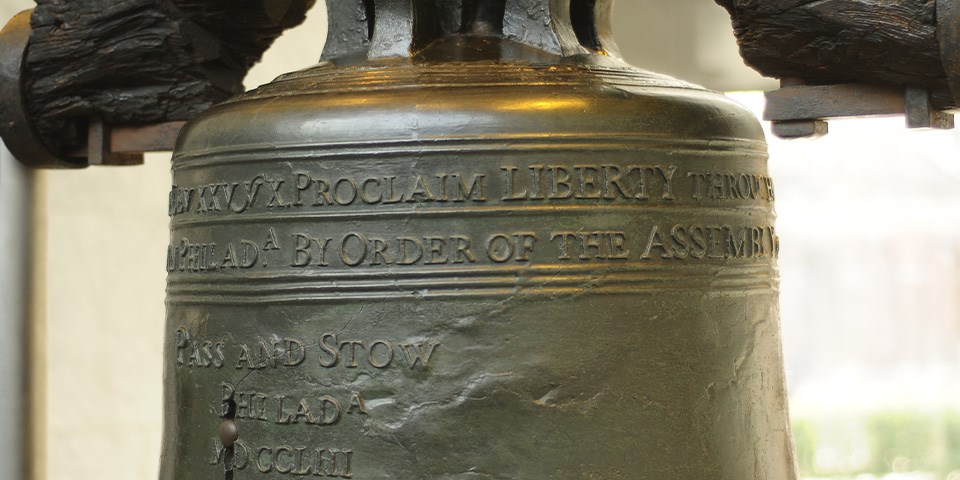 Close-up of the inscription on the Liberty Bell