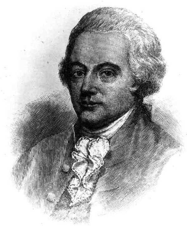 Black and white sketch of Charles Pinckney. He wears a powdered wig, suit, and cravat. He shows a three quarter profile and looks straight at the artist with a somber expression.