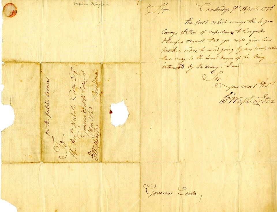 Manuscript letter with one page of writing signed by George Washington and one page of address