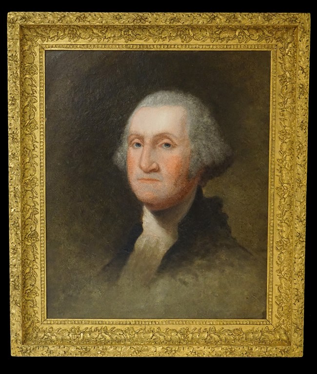 LONG 6049 Painted portrait of George Washington in a gold frame