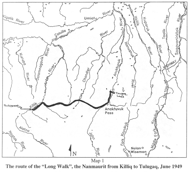 Simple map depicting the route of the Long Walk in relation to the region's river drainages Simple map depicting the route of the Long Walk in relation to the region's river drainages