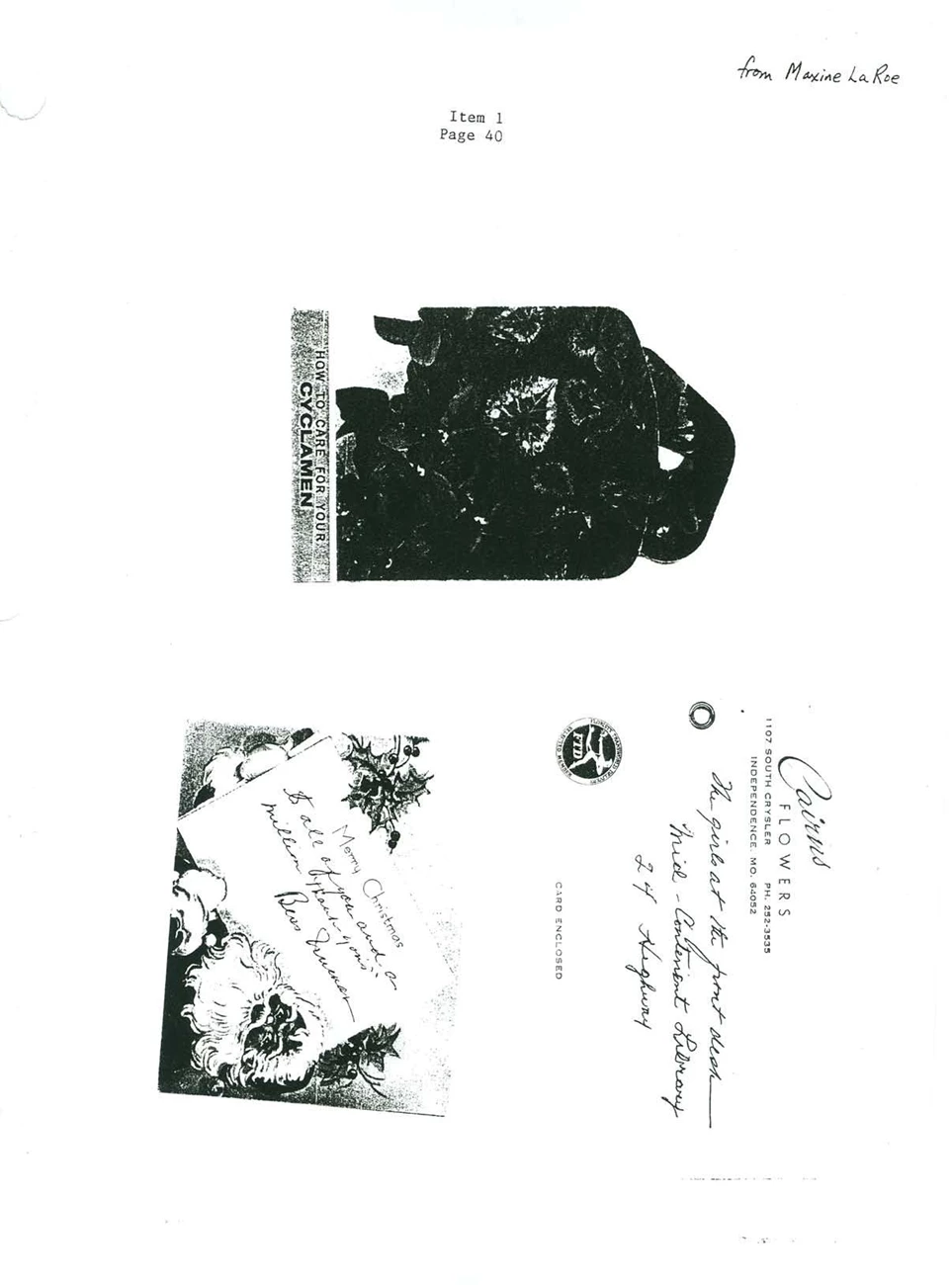 La Roe p Handwritten note from Bess W. Truman to Mid Continent Library staff.