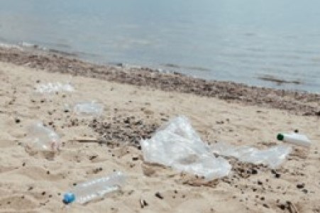 plastic materials on a beach