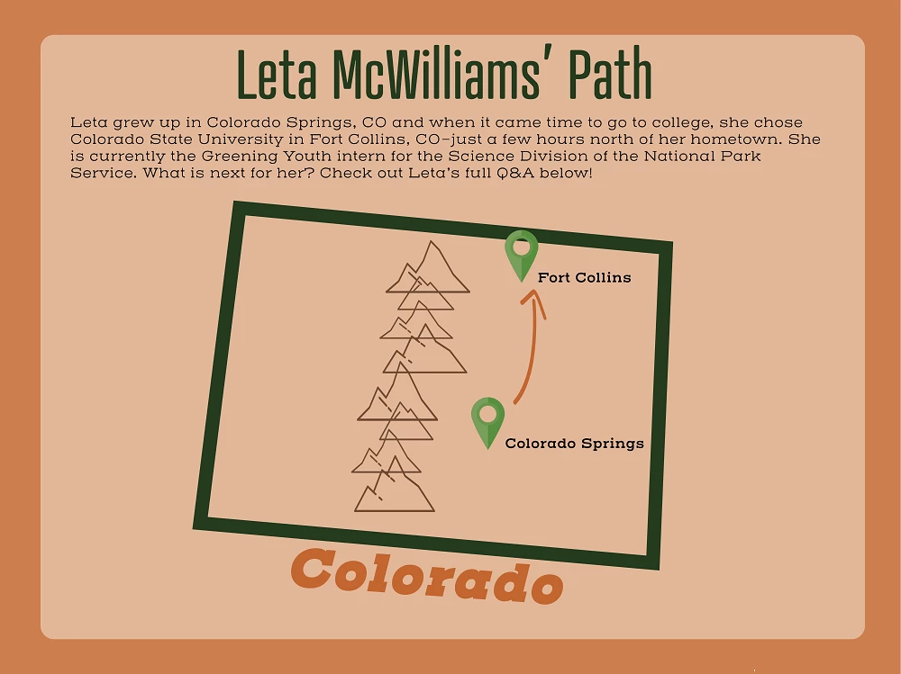 Leta Path Illustration of a map, line drawn between Colorado Springs and Fort Collins