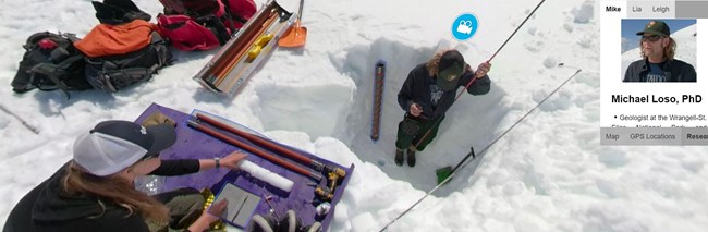NPS Scientists taking depth samples of glacier