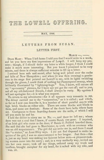 Lowell Offering - Letters from Susan Lowell Offering - Letters from Susan