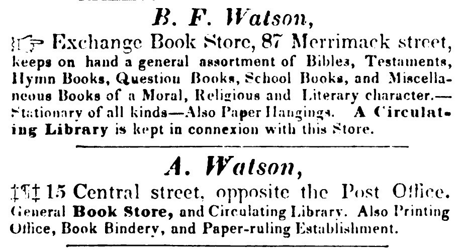 Book advertisements in Lowell Offering Book advertisements in Lowell Offering