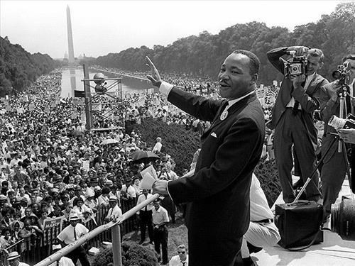 Dr. Martin Luther King, Jr. During his "I Have a Dream" Speech in front of the Lincoln Memorial, August 28, 1963.