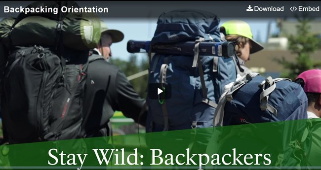 A screenshot of a video titled "Stay Wild: Backpackers"