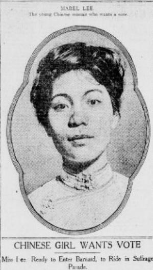 Image from newspaper of a woman with caption: "Chinese Girl Wants Vote." Image from newspaper of a woman with caption: "Chinese Girl Wants Vote."