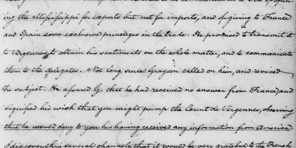 Correspondence between James Madison and Thomas Jefferson Hand written cursive correspondence ink on parchment.
