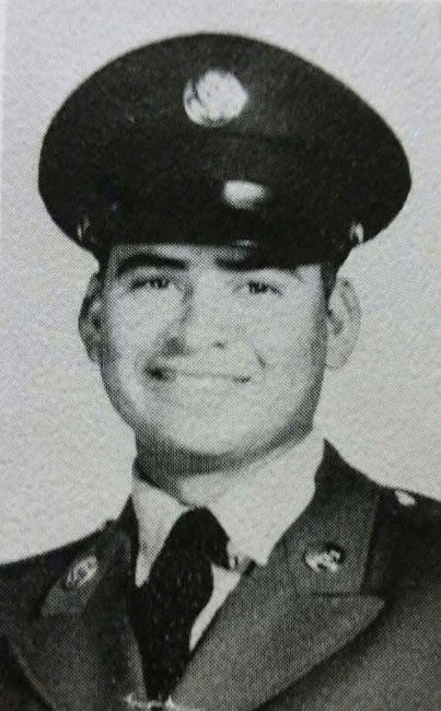 Magdaleno Gamboa Black and white headshot of a young man wearing a military uniform.