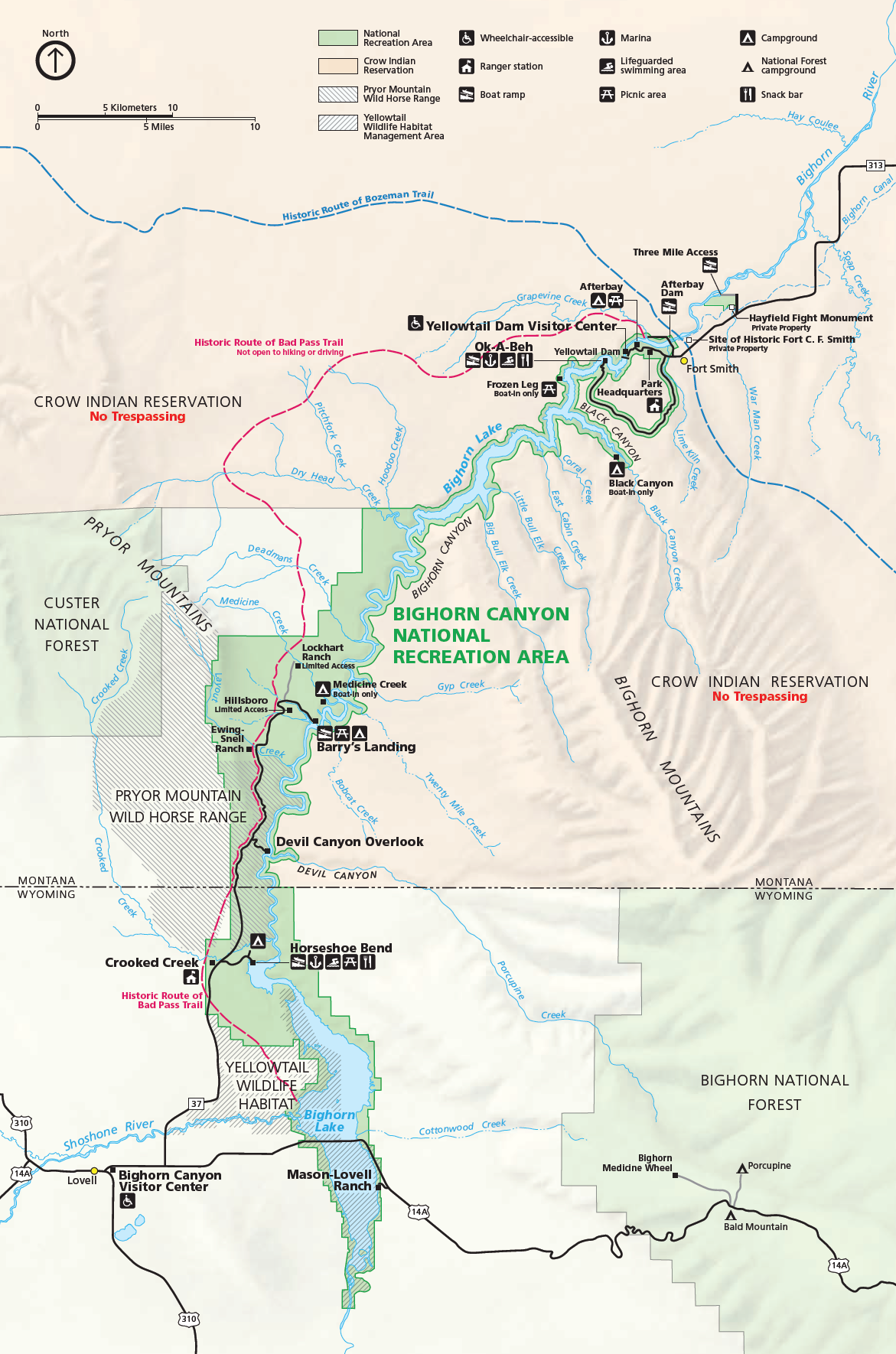 Map of BICA park and major roads map of park unit and major roads