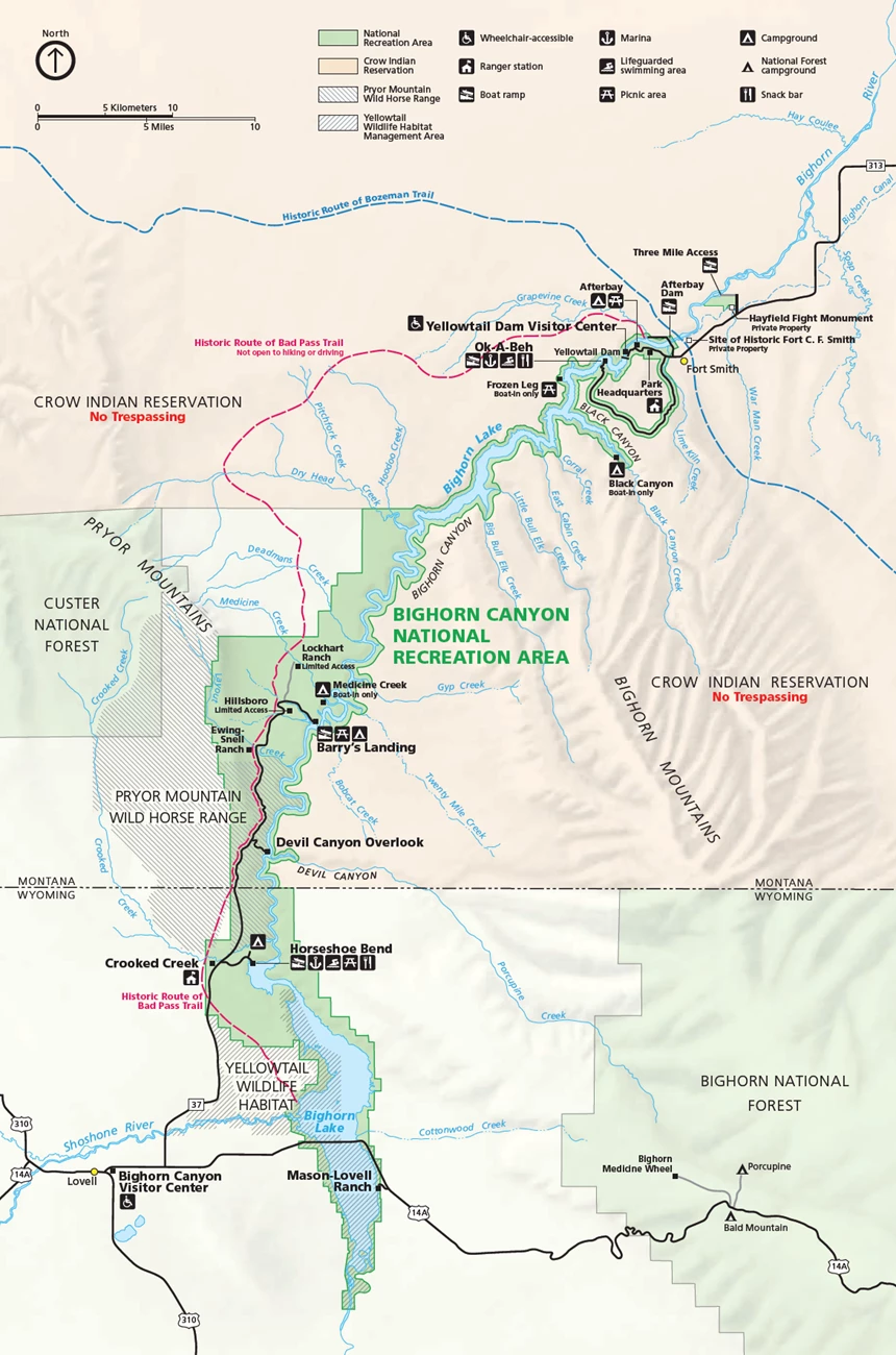 Map of BICA park and major roads map of park unit and major roads