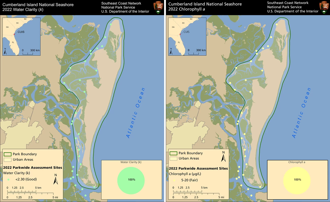 Water Clarity and Chlorophyll a Maps of CUIS showing water clarity and chlorophyll a