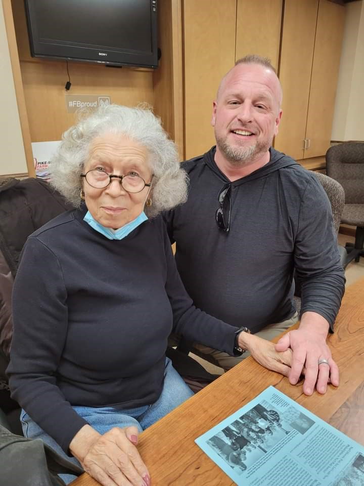 Sandra McWorter Marish and Sonny Burdick - town descendants. Sandra presents as a mixed race, older woman, and Sonny presents as a young, white man.