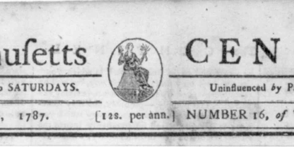 Close-up of the masthead of a newspaper from 1787