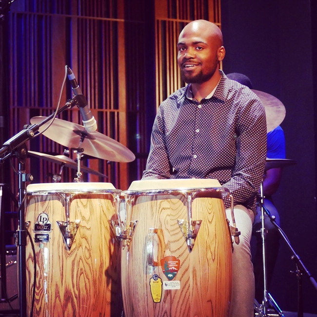 Hunter on his first day as an intern  with New Orleans Jazz National Historical