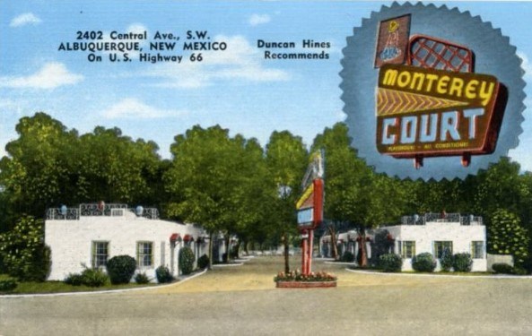 An illustration of a historic 1960s-era motel.