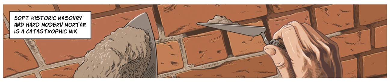 Repointing a brick wall. Repointing a brick wall.