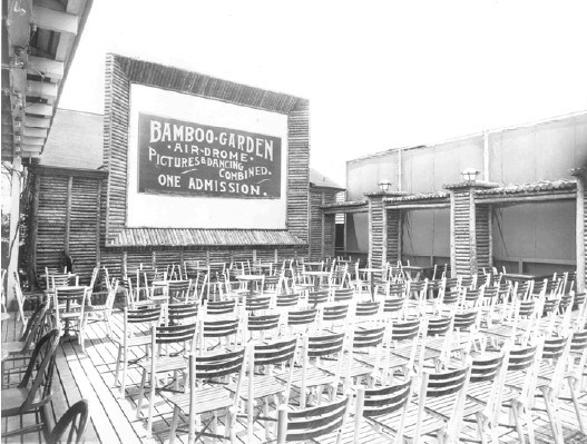 chairs lined up in the bamboo garden screening room