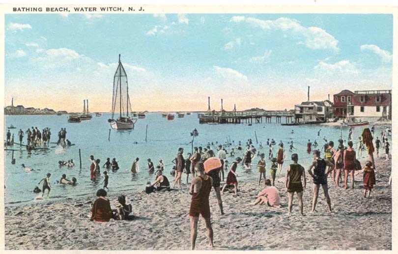 visitors gather on the beach