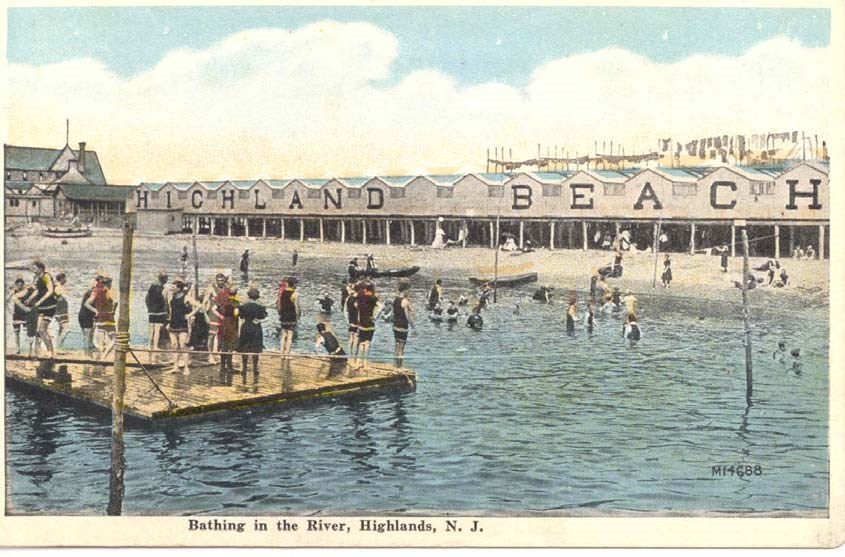 visitors swim at Highland Beach
