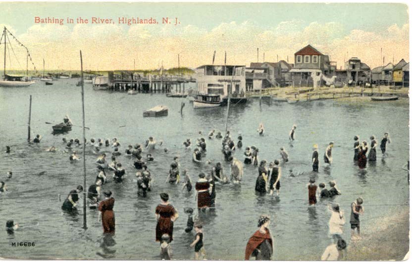 visitors swimming at the beach