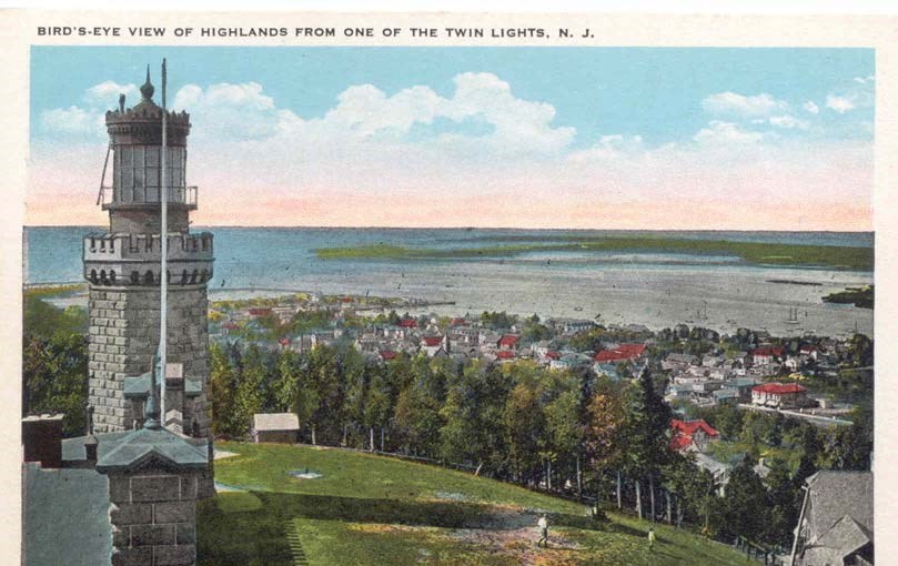 aerial view of Highlands from one of the Twin Lights